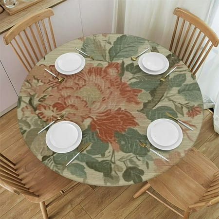 

SHERONV Flower Round Tablecloth Stain-Resistant and Washable for Indoor and Outdoor Dining 100% Polyester Fabric Ideal for Restaurants Weddings Parties Home Kitchen Outdoor Decoration 38 -42