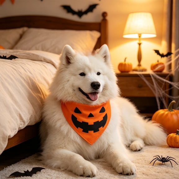 YuCaiWen,Dog Halloween Costumes,Halloween Pet Bandana For Small Medium Dogs Cats Cute Funny Triangular Bib Neckerchief Soft Pet Scarf