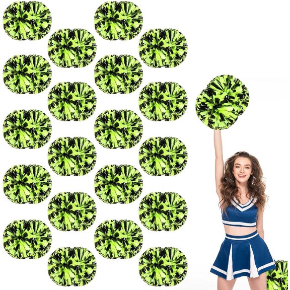 20 Pack Cheerleading pom poms,Handheld Cheer pom poms, Sports Cheer Plastic Pom Poms Cheerleading for Sports Team Spirit Cheering (Black Green)