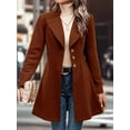 thumbnail image 5 of Women Winter Wool Blend Camel Mid-Long Coat - Singular-Breasted Lapel Jacket Outwear Coffee Color S, 5 of 9