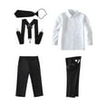 thumbnail image 2 of Visaccy Boys Formal Suit Set Black Slim Fit Dresswear Toddler Boy Suspender Outfit Size 10Years, 2 of 5