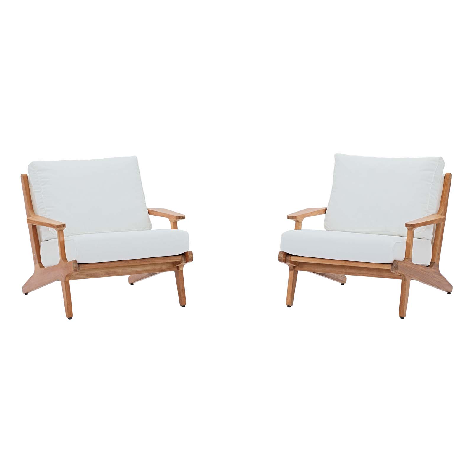 Modern Contemporary Urban Design Outdoor Patio Balcony Garden Furniture Lounge Chair Set, Set of Two, Wood, White Natural - image 1 of 5