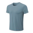 thumbnail image 2 of Nnhblu Men Nylon Short Sleeve Round Neck Quick Dry Sports Blouses Sky Blue M, 2 of 5