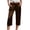 Brown, variant on Womens Effortless Casual Capri Pants Mid Rise Slim Fit Design Breathable Fabric Versatile Mid Calf Length Bottoms Solid Color Black M