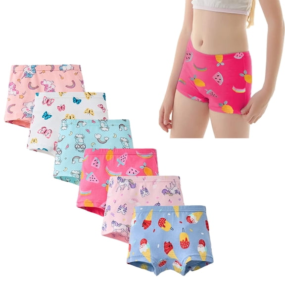 Emy Dola 3 Packs Baby Girls 100% Cotton Underwear 2-12T Toddler Kids Cartoon Floral Panties Teens Girl Unicorn Boyshorts
