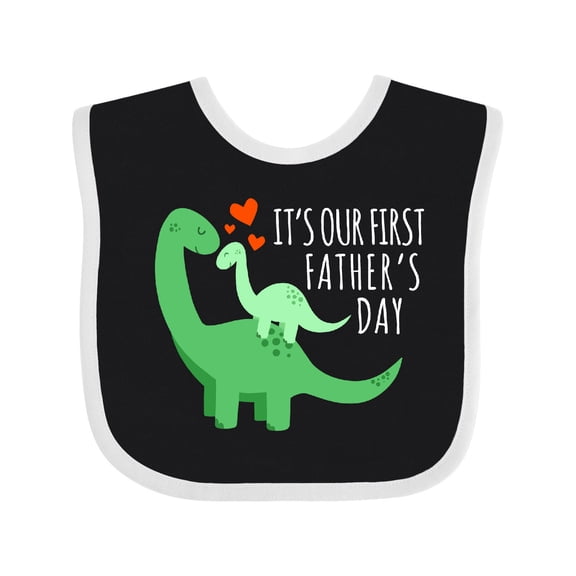 Inktastic It's Our First Father's Day Cute Dinosaur Family with Hearts Boys or Girls Baby Bib