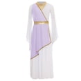 thumbnail image 5 of iiniim Girls Long Sleeve Liturgical Praise Gown Color Block Lyrical Dance Dress Festivals Lavender 12, 5 of 7