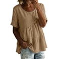 thumbnail image 2 of Kelon Short Sleeve Womens Linen Cotton Tops Vacation Casual Outfits Blouses Dressy Casual Summer Outfits 2026, 2 of 4