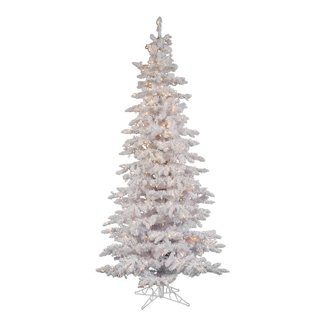 Vickerman 108" Plastic Slim Artificial Christmas Tree with Clear Lights in White