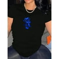 thumbnail image 1 of Camisetas con estampado para mujer, camisetas de manga corta de verano 2025, blusas casuales con cuello redondo para adolescentesWomen's Fashion Casual Short Sleeve T-Shirt with Blue Rose Print, Po, 1 of 6