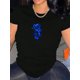 thumbnail image 1 of Camiseta informal de manga corta para mujer con estampado de rosas azules, tejido de punto de algodón, cómoda para todo el año, escote redondo, corte holgado, top deportivo de ocio., 1 of 6