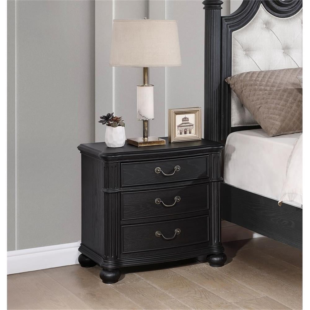 Celina 3-drawer Nightstand Bedside Table Black