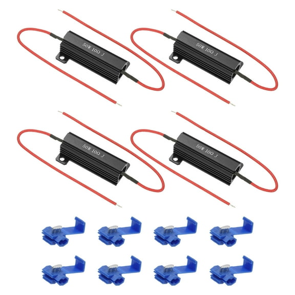 50W 10 Ohm Aluminum Shell Resistor 4Pcs Aluminum Housing Resistor with Clips Housed Case Wirewound Resistors Screw Tap Power Resistor Black