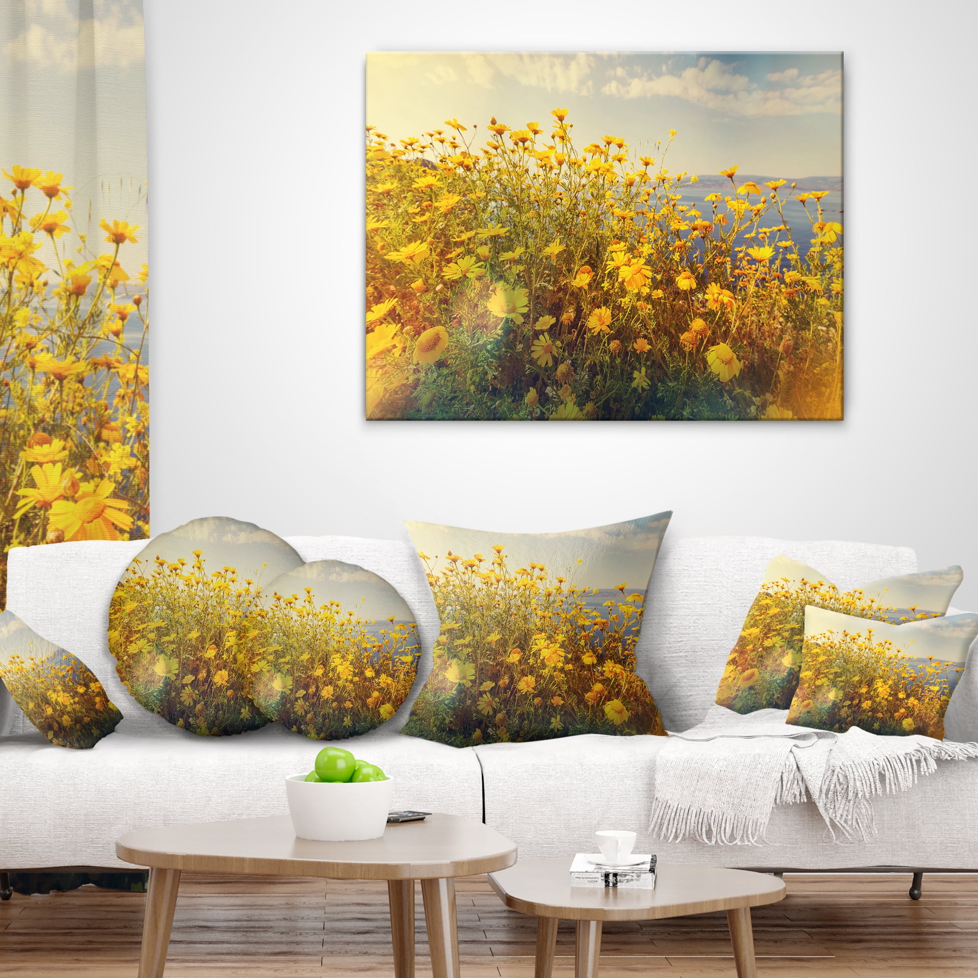 Designart 12" x 20" Floral Polyester Throw Pillow