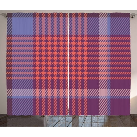 checkered curtains 2 panels set retro british irish cultural