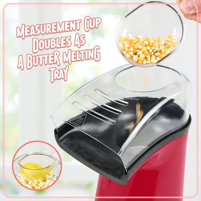 Hot Air Popcorn Maker, 1200W Popcorn Popper With Measuring Cup, No Oil Needed, Great For Watching Movies And Holding Parties In Home, Red