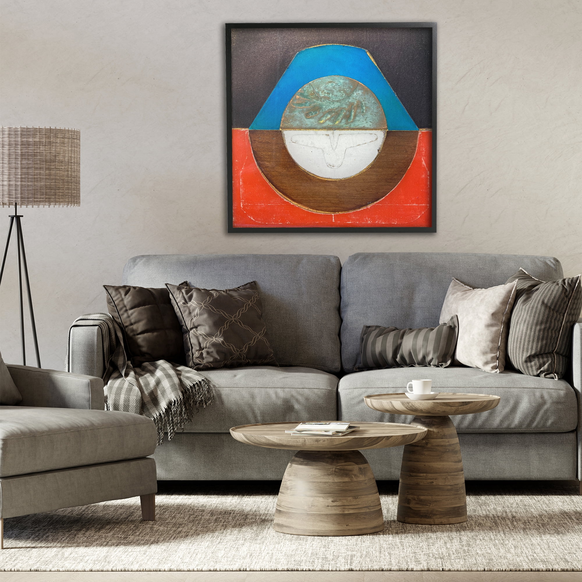 Stupell Industries Round Rustic Symmetry Black Framed Giclee Art, design by Matthew Finger