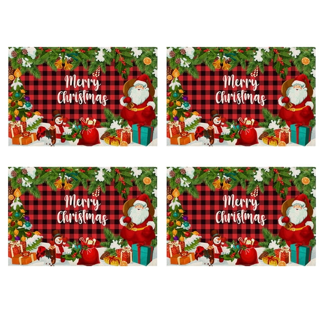 Mantel individual con diseño de nieve de invierno y Feliz Navidad, mantel individual antideslizante, resistente al calor, lavable, decoración del hogar, cocina y comedor