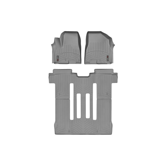 WeatherTech Custom Fit FloorLiners compatible with 2015-2021 Kia Sedona - Complete Set (1st Row, 1-Piece 2nd/3rd Row), Grey