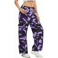 thumbnail image 5 of Camo Pants Women High Waisted Wide Leg Casual Camoflage Cargo Pants Baggy Elastic Waist Straight Jeans Trousers, 5 of 10
