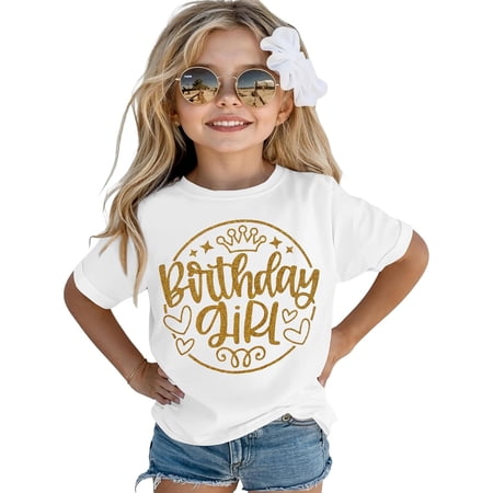MUXiin Toddler T Shirts Girls 2t Graphic T-Shirts Round Neck Preppy Short Sleeve T Shirts Cotton Back To School Tunic Blouse Tee for Boys & Girls Kids Summer Clothing