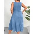 thumbnail image 6 of AURA Plus Size Summer Sleeveless Tank Dress for Women 2025 Smocked Casual Loose Sundress Flowy Beach Tiered Long Midi Dresses, 6 of 7