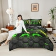 thumbnail image 4 of Castle Fairy Black Video Game Twin Comforter Sets,Geometric Honeycomb Bedding Set, 4 of 8