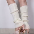 thumbnail image 1 of Nvzi pares de calentadores de piernas para mujer, calentadores de piernas tejidos con puños elásticos antideslizantes, moda Y2K para fiestas, deportes, yoga, ballet, baile, blanco, 1 of 2