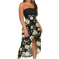 thumbnail image 1 of Women‘s Strapless Ruched High Waist Wrap Split Asymmetrical Beach Long Maxi Dress, 1 of 4