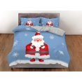 thumbnail image 3 of Santa Claus Navidad azul ropa de cama y funda de almohada regalo de vacaciones funda nórdica king, 3 of 4