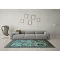 thumbnail image 3 of Ahgly Company Indoor Square Oriental Light Blue Industrial Area Rugs, 4' Square, 3 of 4