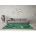 thumbnail image 3 of Ahgly Company Machine Washable Indoor Square Abstract Turquoise Blue Modern Area Rugs, 6' Square, 3 of 4