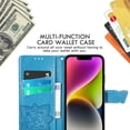 thumbnail image 4 of for iPhone 14 Plus Wallet Case, [Butterfly & Flower Embossed] Leather Wallet Case Flip Protective Phone Cover with Card Slots and Kickstand for iPhone 14 Plus 6.7" (Blue), 4 of 13