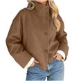 thumbnail image 7 of WIZUTIZ Women's Solid Color Button Front Jacket Turn Down Collar Long Sleeve Loose Casual, 7 of 7