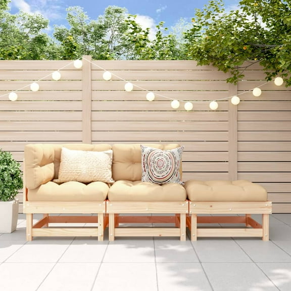 vidaXL 3 Piece Patio Lounge Set Solid Wood Pine