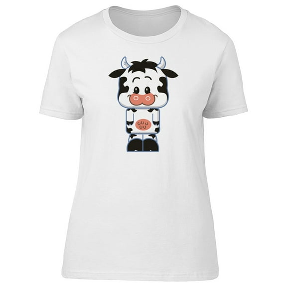 Cute Happy Cow Doodle Cartoon Tee Women's -Image by Shutterstock