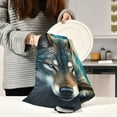 thumbnail image 6 of Dreamtimes Wolf Face Black Kitchen Towels, 18 x 28 Inch Super Soft and Absorbent Dish Cloths for Washing Dishes, 4 PCS Reusable Multi-Purpose Microfiber Hand Towels for Kitchen, 6 of 7