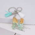 thumbnail image 2 of Qholemyo Green Tassel Letter Keychain Crystal Drop Glue Gold Foil Stone Jewelry Pendant Bag Charm Car Keychain Keyring, 2 of 3