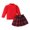 Red, variant on Sngxgn Girl's 2 Piece Outfits Button Front Long Sleeve Jacket and Skirt Set(Red,90)
