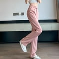thumbnail image 2 of XFLWAM Women's Elastic Waist Straight Leg Trousers Office Dress Pants, 2 of 4