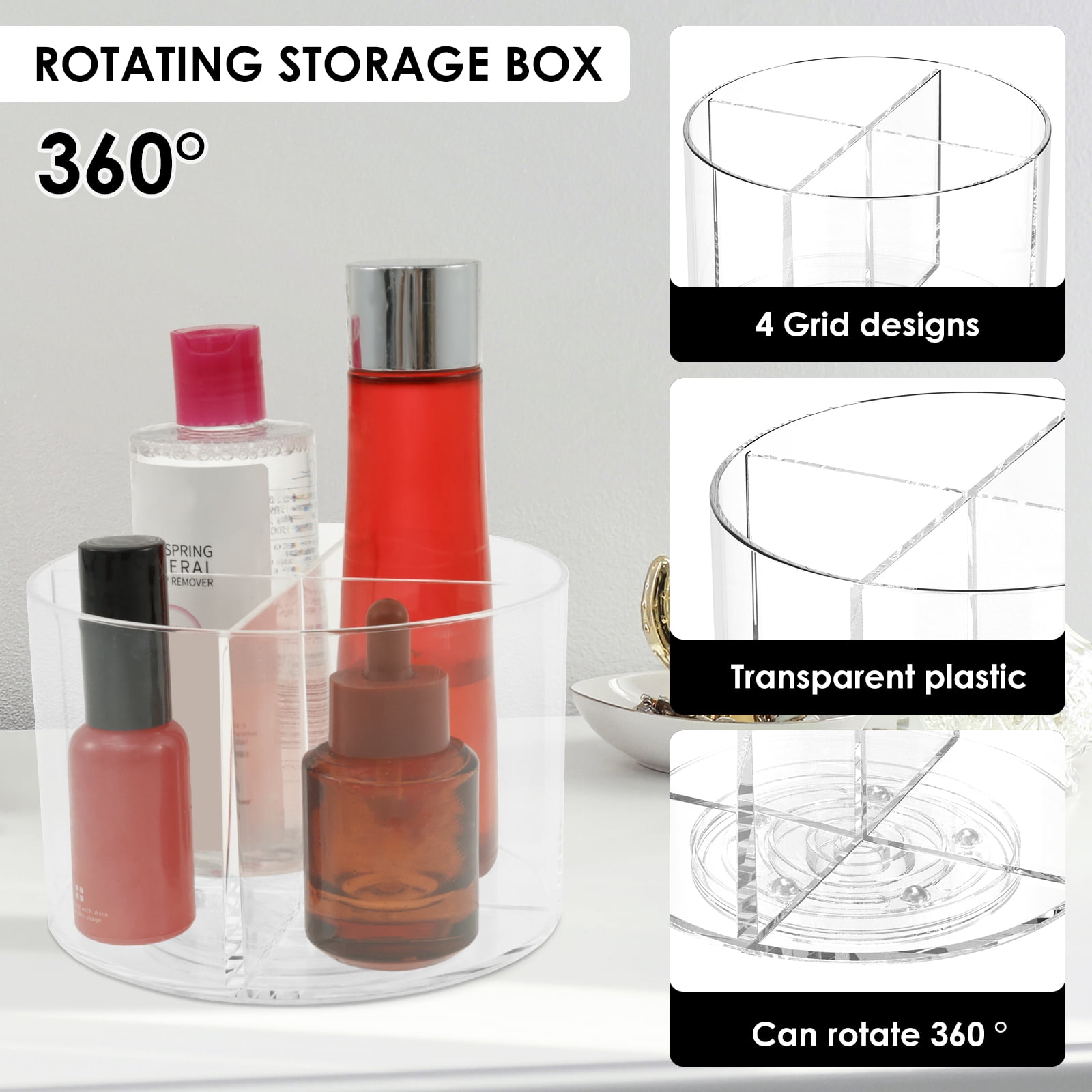 Drinks Packet Organizer Clear Flavor Packet Holder Versatile Lazy Susan Rotating Storage Fit Divided Drinks Mix Rotating Holder Easy to Use Water Packet Organizer for Counter Top
