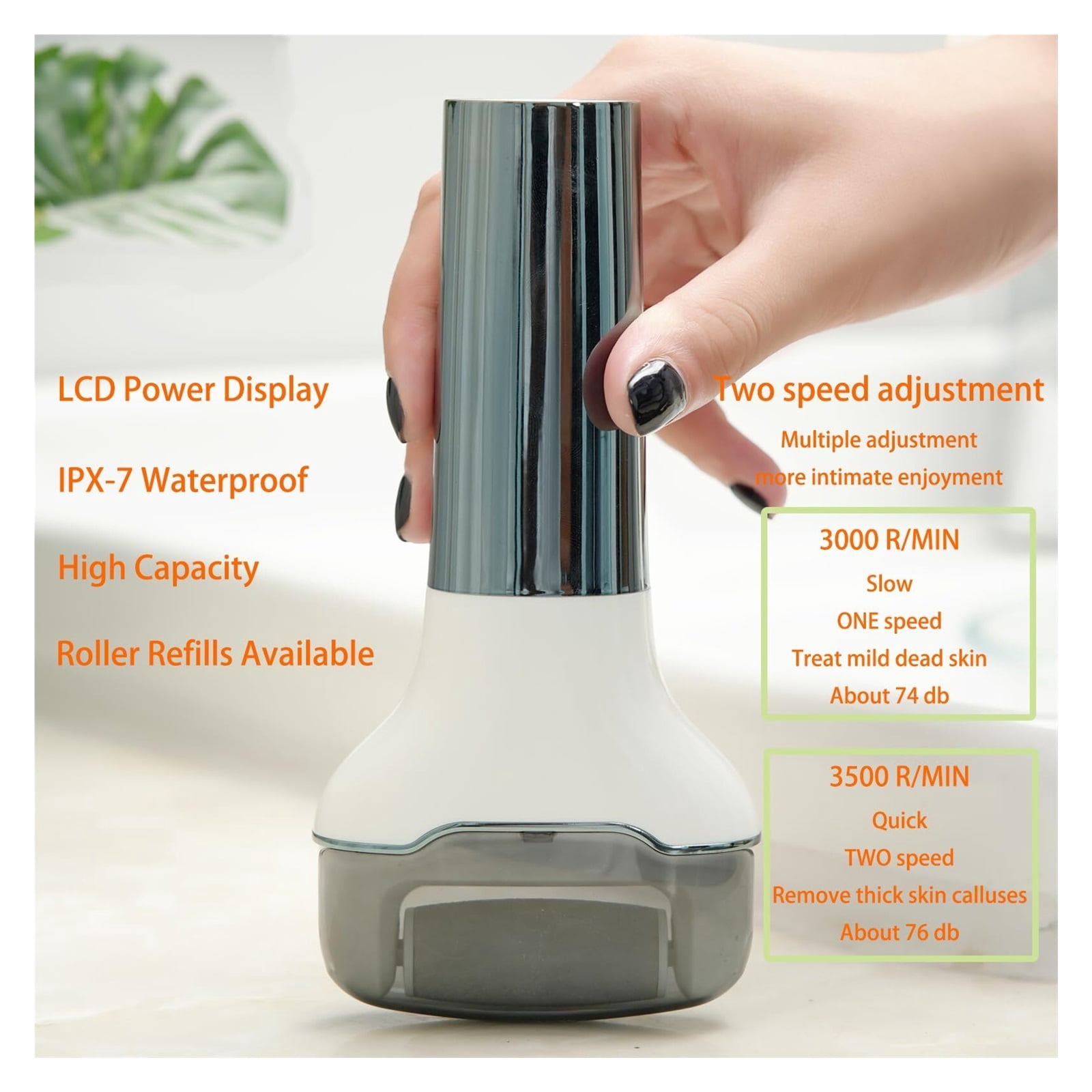 Electric Foot Callus Remover, Waterproof Foot Scrubber File, Rechargeable Portable Electronic Foot File, Pedicure Kits, Professional Pedicure Tools, Foot Care for Dead Skin, Ideal Gift Green