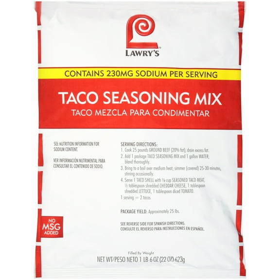 Lawry's Kosher Taco Seasoning Mix, 22.0 oz Packet