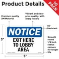 thumbnail image 2 of Exit Here To Lobby Area OSHA Notice Vinyl Decal Label 5 Inch x 3.5 Inch - 10 Pack, 2 of 6