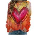 thumbnail image 4 of Hueook Women's V-Day Tees Women's Printed Long Sleeved Round Neck Pullover Top Hoodless Casual and Fashionable Sweatshirts Red 2X, 4 of 5