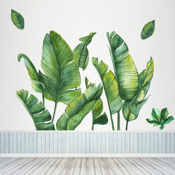 Dreamhall Palm Tree Wall Decals, Palms Tree Leaf Wallpaper, Removable Tropical Plants Tree Leaves Wall Stickers for Kids Room Living Room TV Background Bedroom