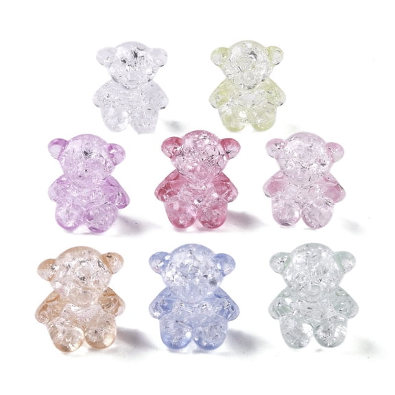50 pc Crackle Transparent Acrylic Beads Mixed color Bear 17.5x15x10.5mm Hole: 2.5mm Acrylic