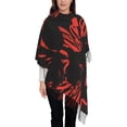 thumbnail image 1 of Foulard à Franges pour Femme, Longue Châle Rouge à Texture de Fleurs Abstraites, Léger et Chaud, 1 of 6