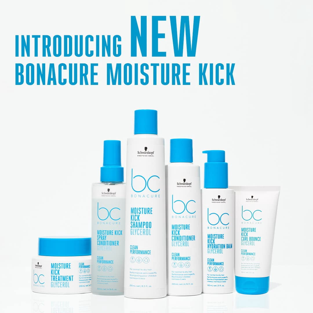 Bonacure Moisture Kick Combo - Shampoo 250ml, Conditioner 200ml, Treatment 200ml, Free Otto ProComb.
