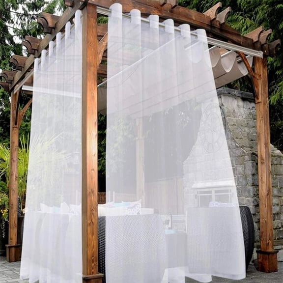 Outdoor Curtains,Balcony Curtains,Waterproof Outdoor Curtains for Patio Porch Pergola Cabana Light Filtering Privacy Grommet Indoor 6*4.3FT(White)